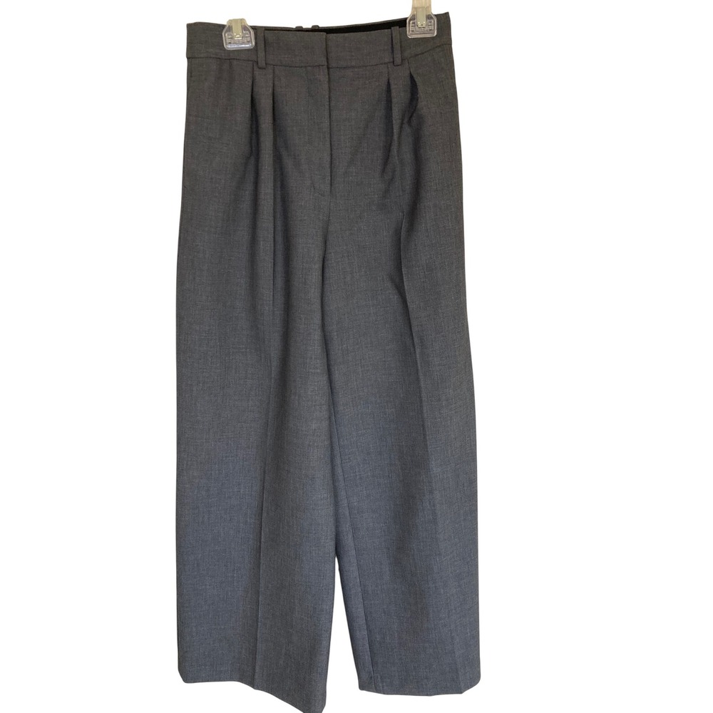Babaton Aritzia Heather Gray Pleated Wide Leg High Waist Trousers Pants Size 8
